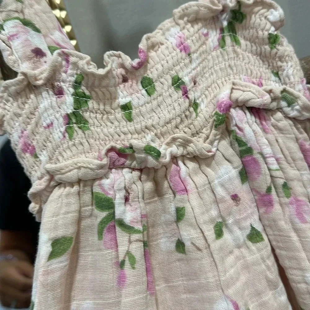 Angel Dear Organic Cotton Muslin Dress size 18-24M EUC